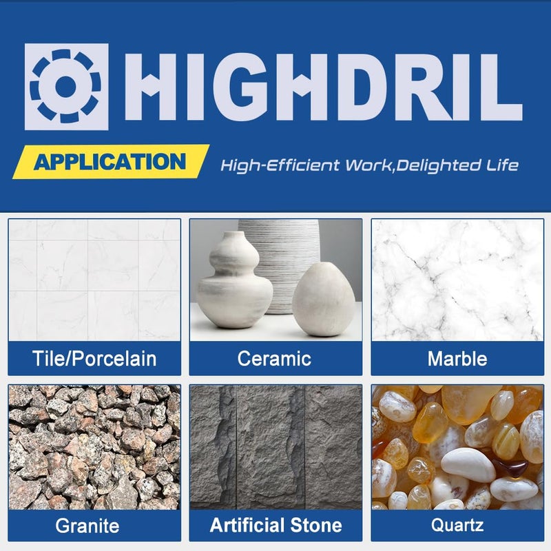 HIGHDRIL Diamond Core Drill Bit - 6"(152mm) with 5/8-11 Thread Dry Drilling for Porcelain Tile Ceramic Granite Marble Stone Masonry Brick - Image 5